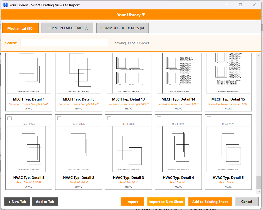 Centralized detail library